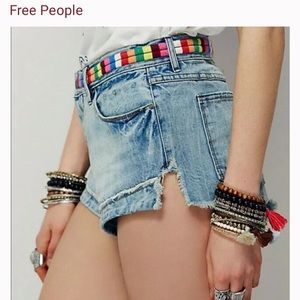 Free People rainbow cheeky jean shorts 29